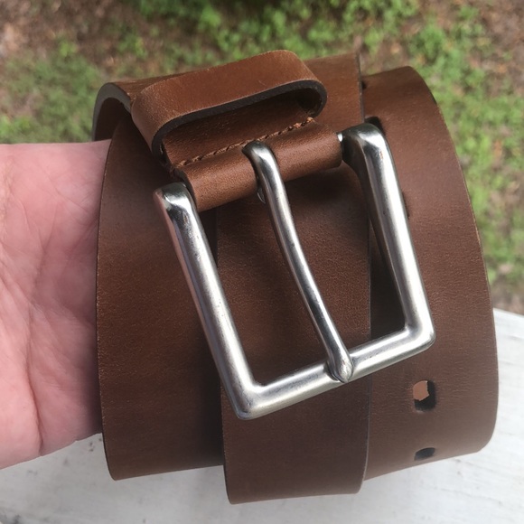 Boutique Size 2X (46-48) Smooth Leather Classic Brown Bright Silver HW $79 NEW - Picture 11 of 16